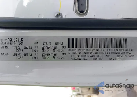 2019 Jeep Cherokee Latitude Fwd из США, поврежденный, VIN 1C4PJLCB0KD357409